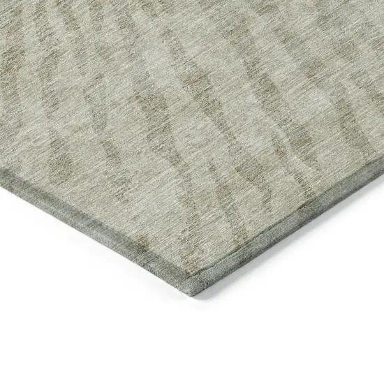 Taupe And Beige Abstract Washable Indoor Outdoor Area Rug Photo 5