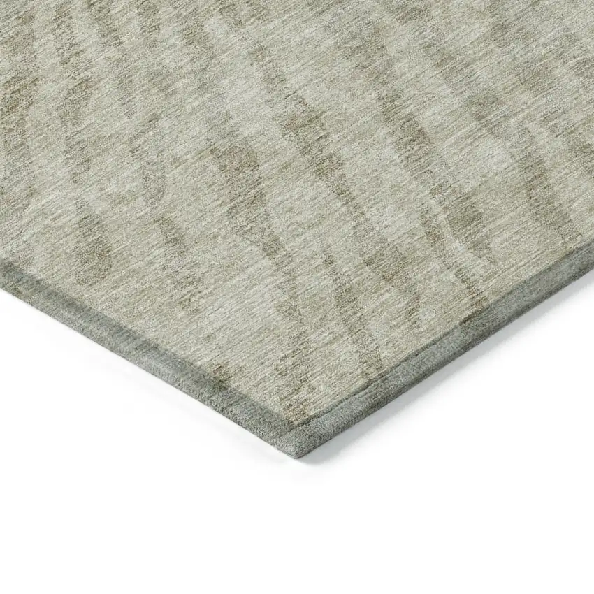 Taupe And Beige Abstract Washable Indoor Outdoor Area Rug Photo 5
