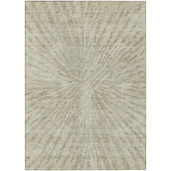 Taupe And Beige Abstract Washable Indoor Outdoor Area Rug Photo 2