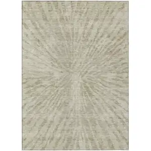 Photo of Taupe And Beige Abstract Washable Indoor Outdoor Area Rug