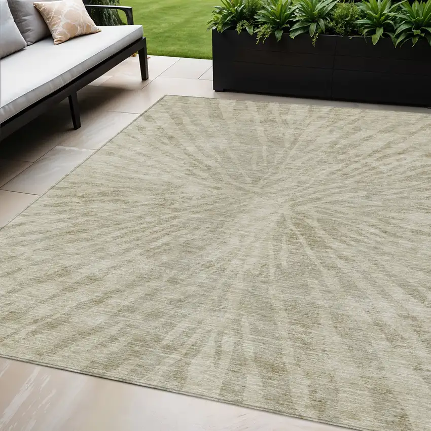 Taupe And Beige Abstract Washable Indoor Outdoor Area Rug Photo 1