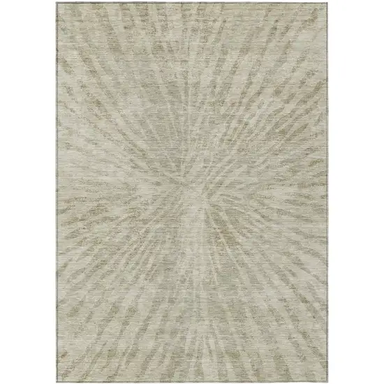 Taupe And Beige Abstract Washable Indoor Outdoor Area Rug Photo 2