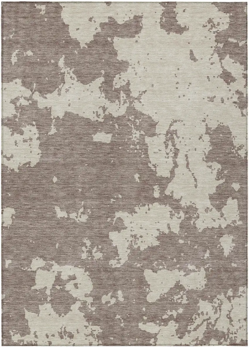 Taupe And Beige Abstract Washable Indoor Outdoor Area Rug Photo 2