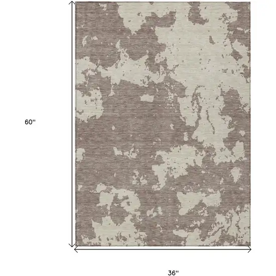 Taupe And Beige Abstract Washable Indoor Outdoor Area Rug Photo 3
