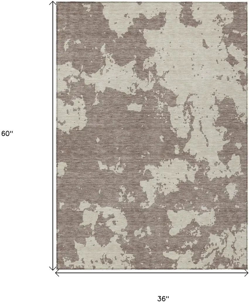 Taupe And Beige Abstract Washable Indoor Outdoor Area Rug Photo 3