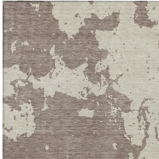 Taupe And Beige Abstract Washable Indoor Outdoor Area Rug Photo 6