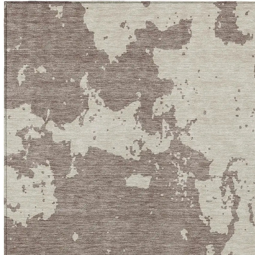 Taupe And Beige Abstract Washable Indoor Outdoor Area Rug Photo 6
