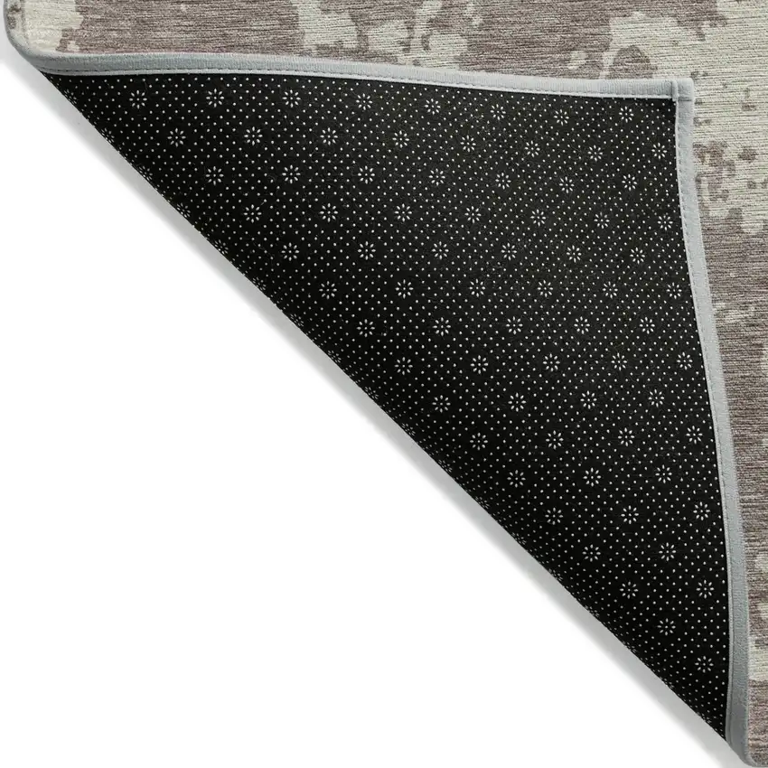 Taupe And Beige Abstract Washable Indoor Outdoor Area Rug Photo 4