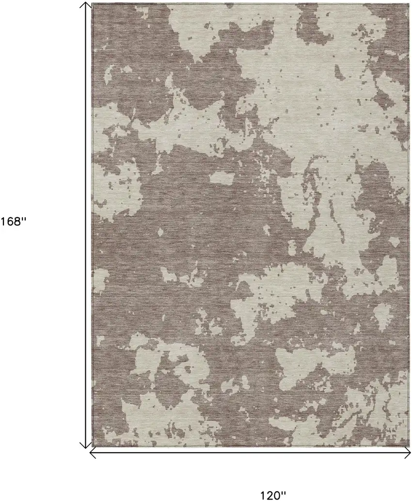 Taupe And Beige Abstract Washable Indoor Outdoor Area Rug Photo 3