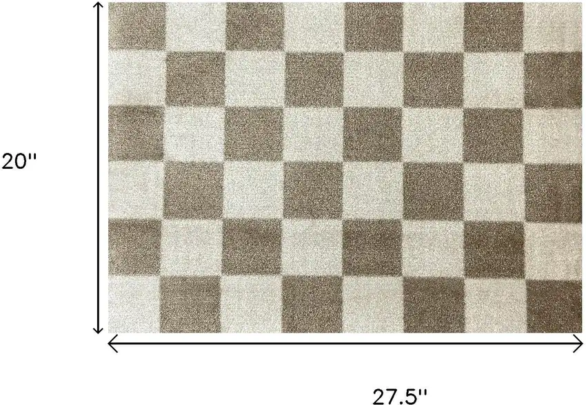 Taupe And Beige Checkered Washable Area Rug With UV Protection Photo 5