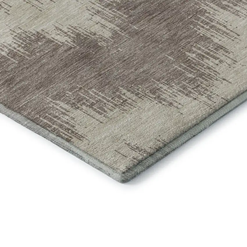 Taupe And Beige Chevron Washable Area Rug With UV Protection Photo 8