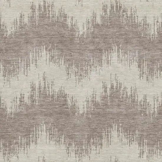 Taupe And Beige Chevron Washable Area Rug With UV Protection Photo 3