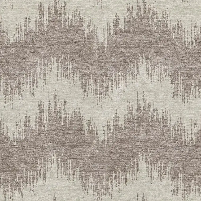 Taupe And Beige Chevron Washable Area Rug With UV Protection Photo 3
