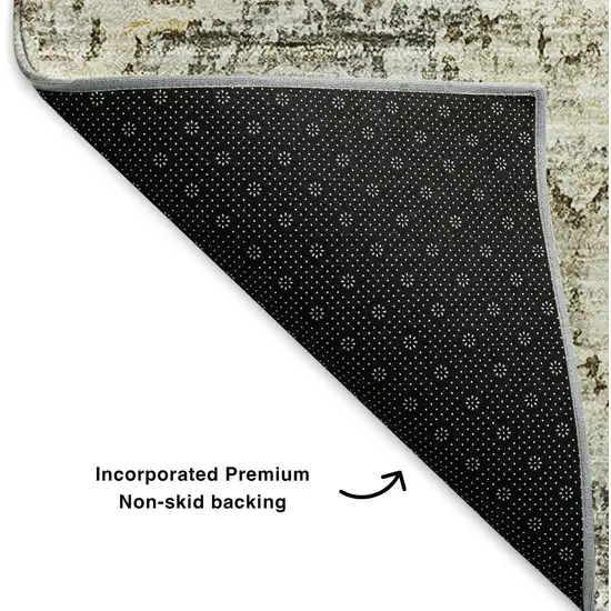 Taupe And Beige Floral Washable Area Rug With UV Protection Photo 5