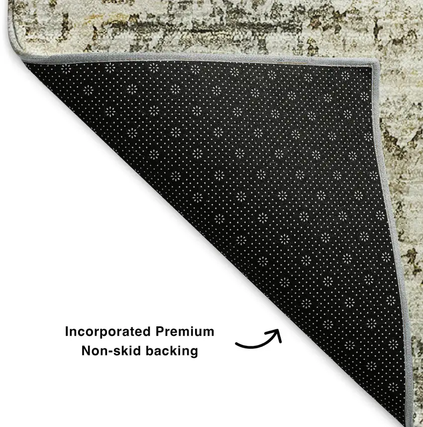 Taupe And Beige Floral Washable Area Rug With UV Protection Photo 5