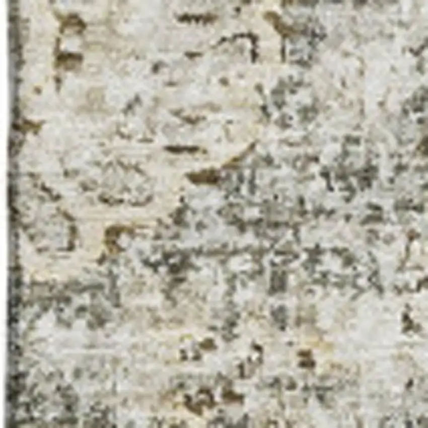 Taupe And Beige Floral Washable Area Rug With UV Protection Photo 2