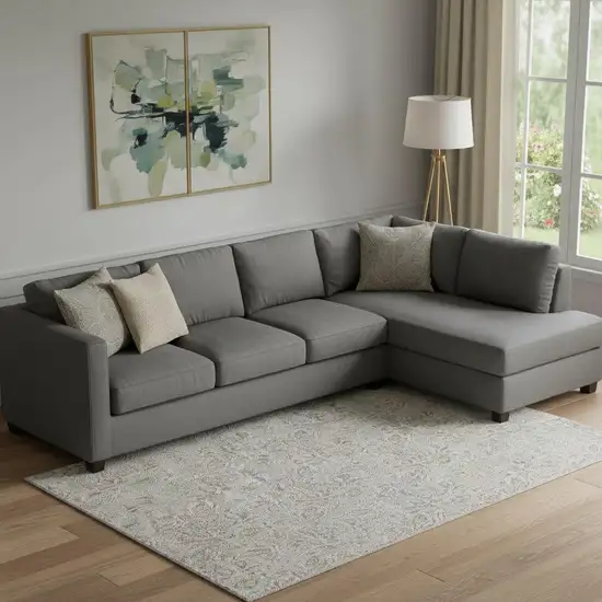 Taupe And Beige Floral Washable Area Rug With UV Protection Photo 1