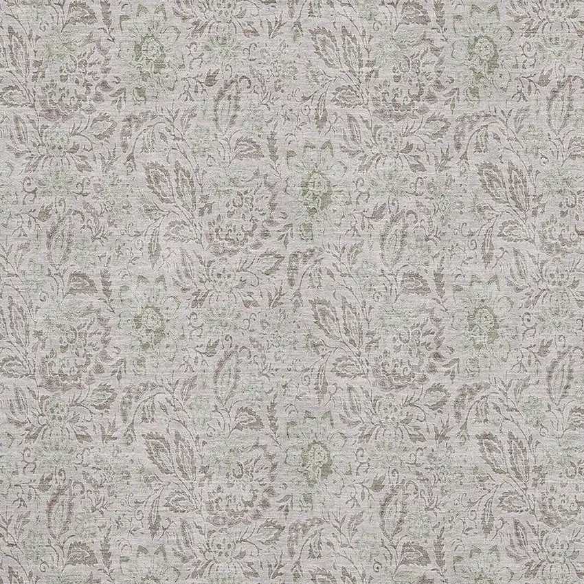 Taupe And Beige Floral Washable Area Rug With UV Protection Photo 2