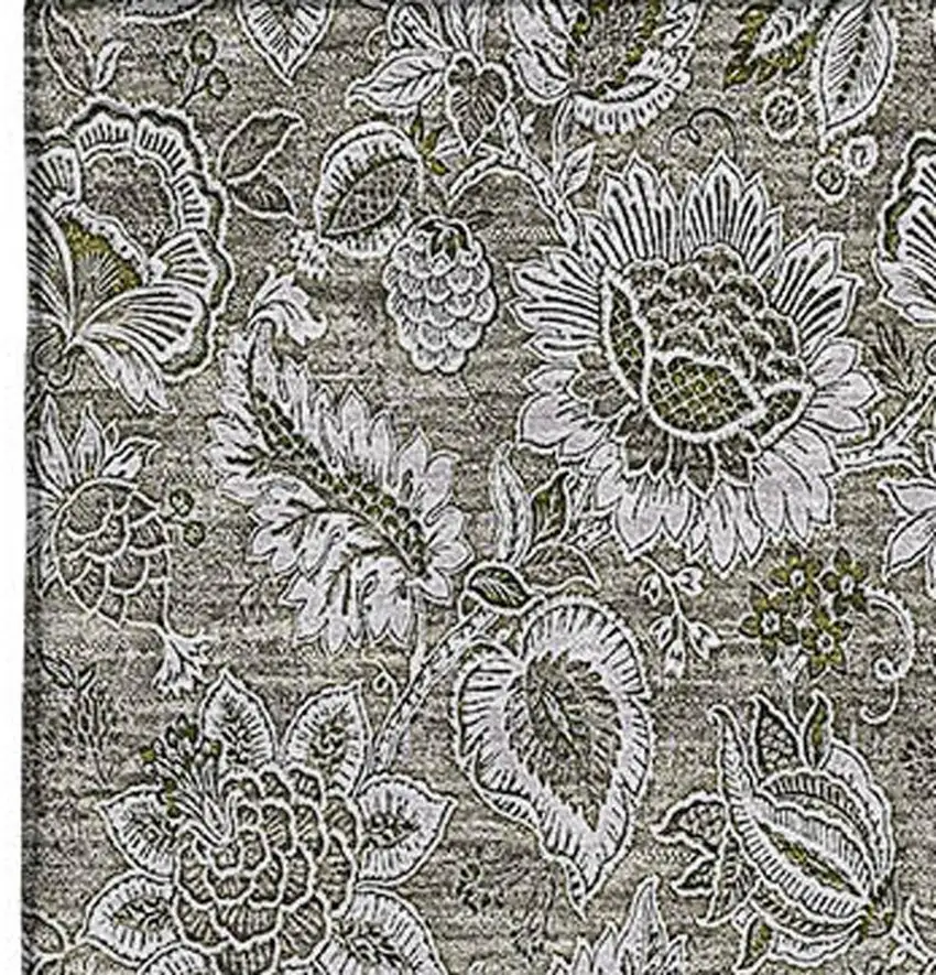 Taupe And Beige Floral Washable Area Rug With UV Protection Photo 3