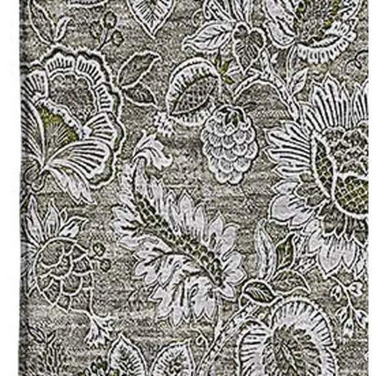 Taupe And Beige Floral Washable Area Rug With UV Protection Photo 2