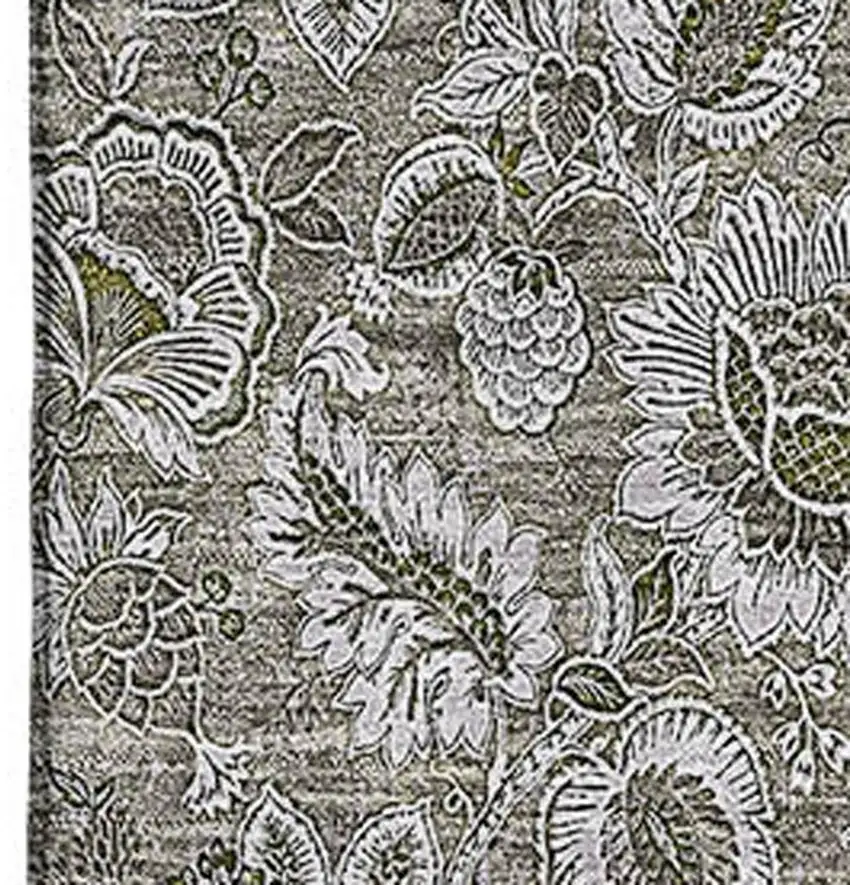 Taupe And Beige Floral Washable Area Rug With UV Protection Photo 2