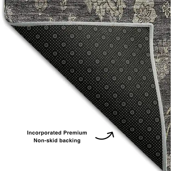 Taupe And Beige Floral Washable Area Rug With UV Protection Photo 7