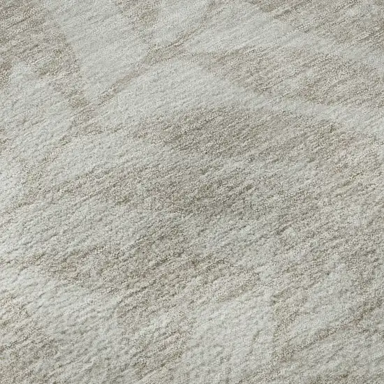 Taupe And Beige Floral Washable Area Rug With UV Protection Photo 9