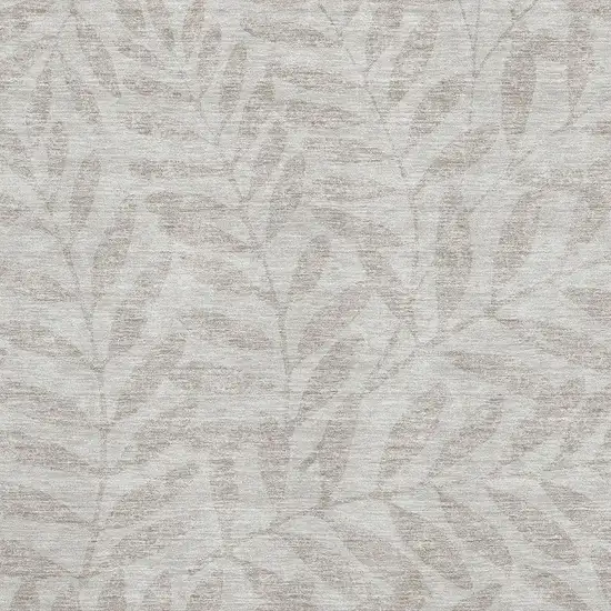 Taupe And Beige Floral Washable Area Rug With UV Protection Photo 3