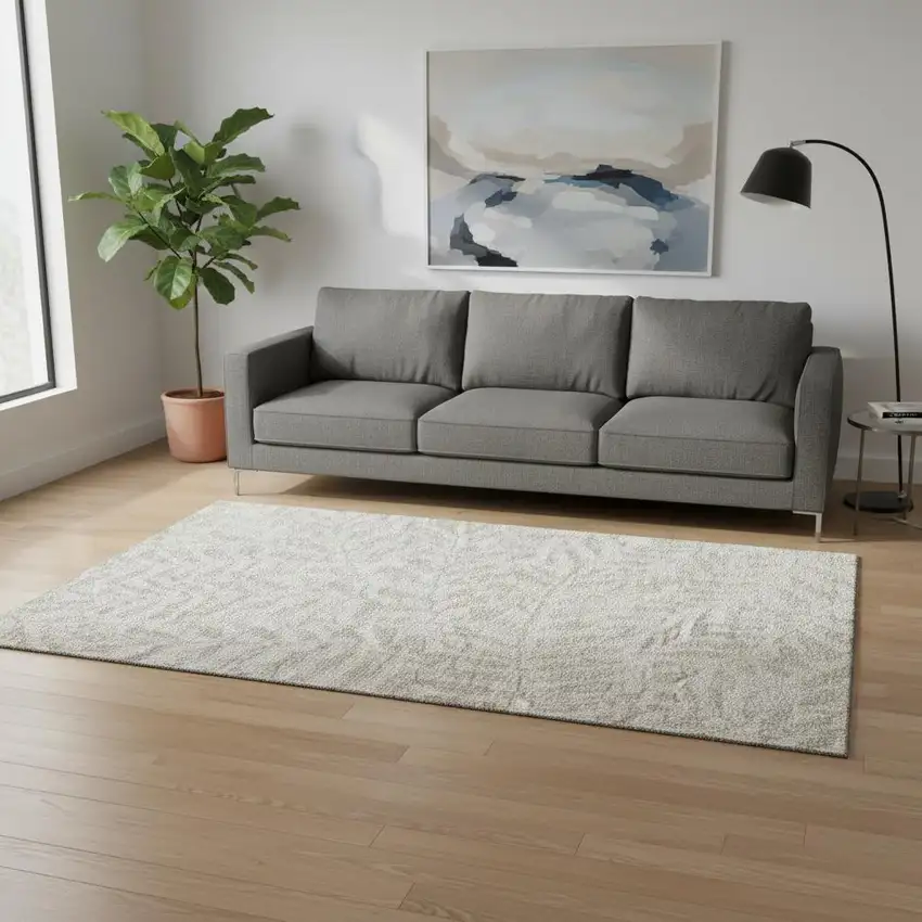 Taupe And Beige Floral Washable Area Rug With UV Protection Photo 2