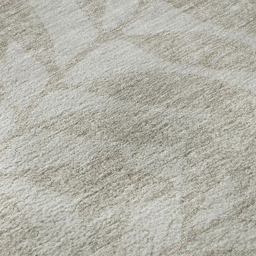 Taupe And Beige Floral Washable Area Rug With UV Protection Photo 7