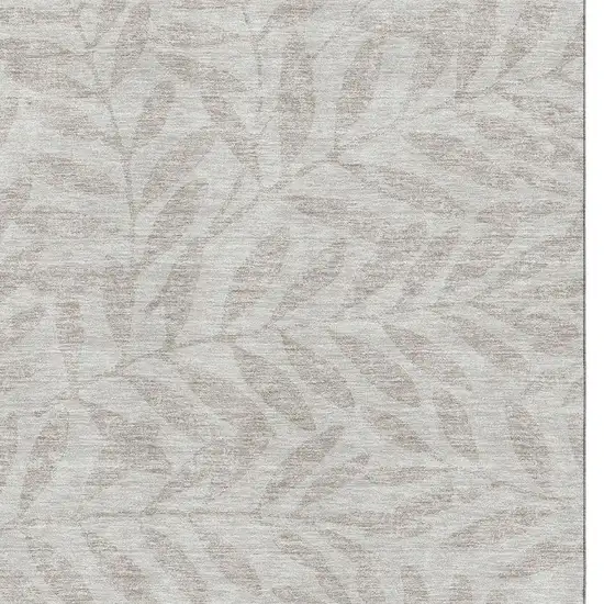 Taupe And Beige Floral Washable Area Rug With UV Protection Photo 3