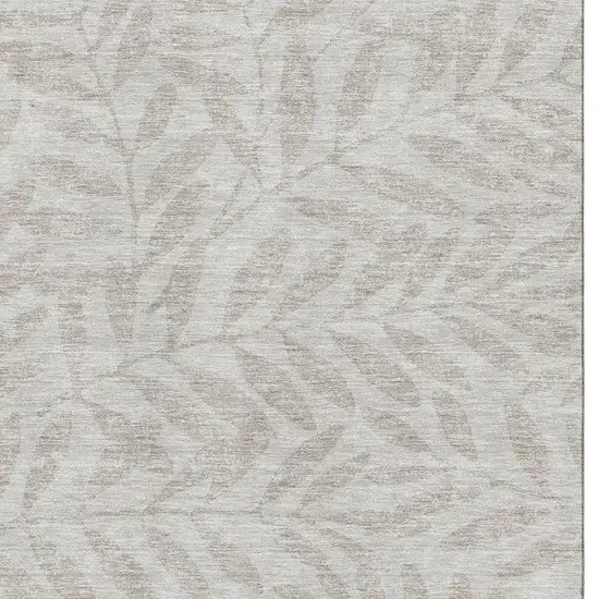 Taupe And Beige Floral Washable Area Rug With UV Protection Photo 3