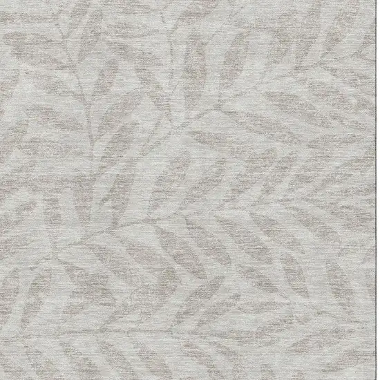 Taupe And Beige Floral Washable Area Rug With UV Protection Photo 3