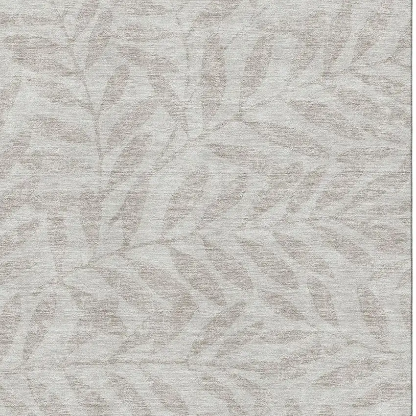 Taupe And Beige Floral Washable Area Rug With UV Protection Photo 3