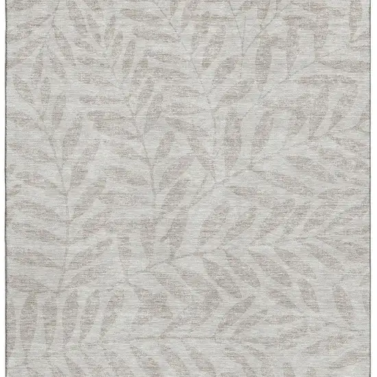 Taupe And Beige Floral Washable Area Rug With UV Protection Photo 4