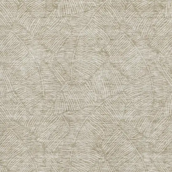 Taupe And Beige Floral Washable Area Rug With UV Protection Photo 3