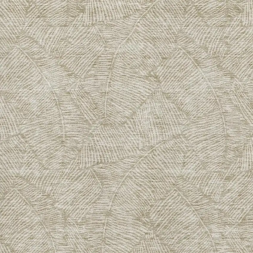 Taupe And Beige Floral Washable Area Rug With UV Protection Photo 3