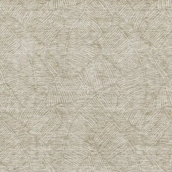 Taupe And Beige Floral Washable Area Rug With UV Protection Photo 3