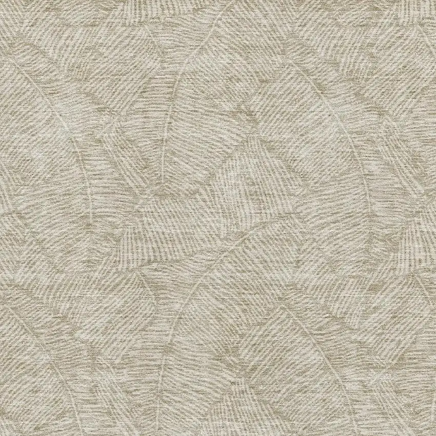 Taupe And Beige Floral Washable Area Rug With UV Protection Photo 3