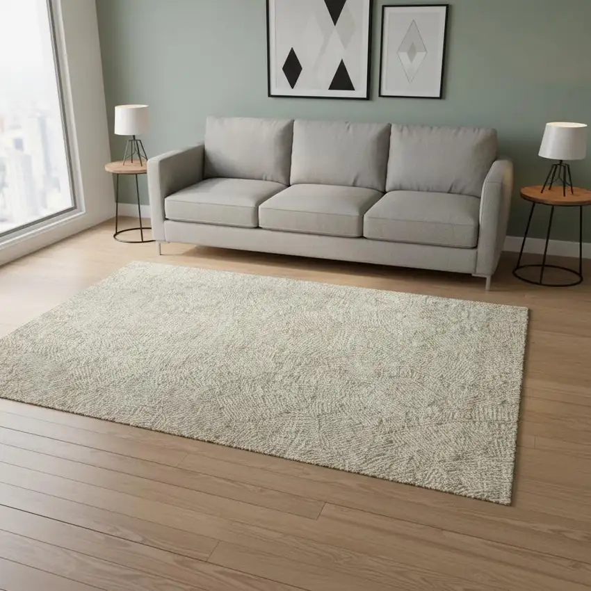 Taupe And Beige Floral Washable Area Rug With UV Protection Photo 2