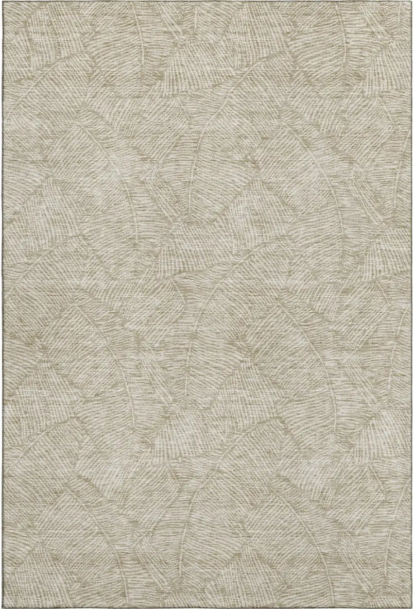 Taupe And Beige Floral Washable Area Rug With UV Protection Photo 1