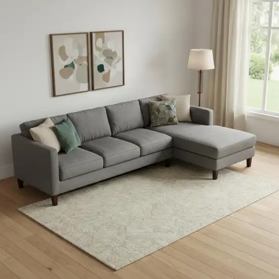 Taupe And Beige Floral Washable Area Rug With UV Protection Photo 1