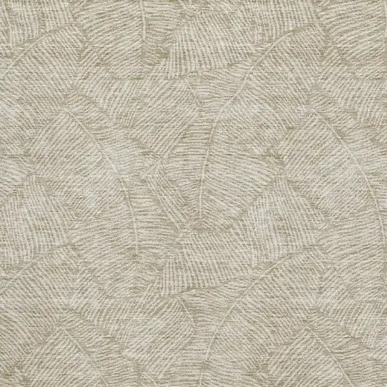 Taupe And Beige Floral Washable Area Rug With UV Protection Photo 3