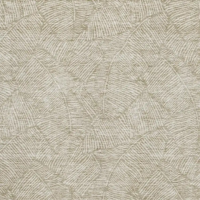 Taupe And Beige Floral Washable Area Rug With UV Protection Photo 3