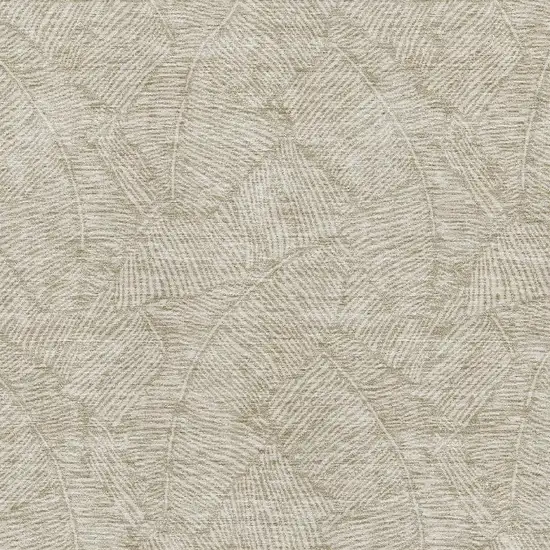 Taupe And Beige Floral Washable Area Rug With UV Protection Photo 3