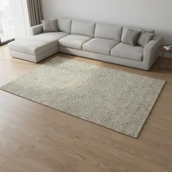 Taupe And Beige Floral Washable Area Rug With UV Protection Photo 2