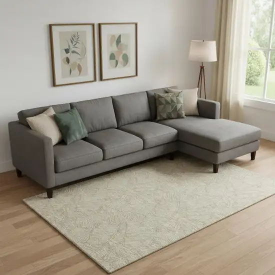 Taupe And Beige Floral Washable Area Rug With UV Protection Photo 1