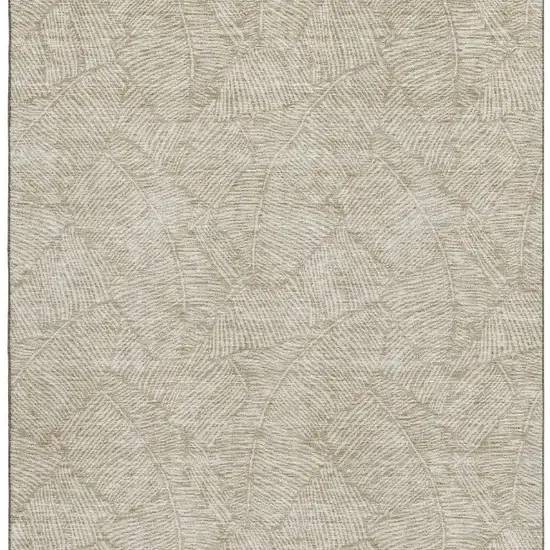 Taupe And Beige Floral Washable Area Rug With UV Protection Photo 3