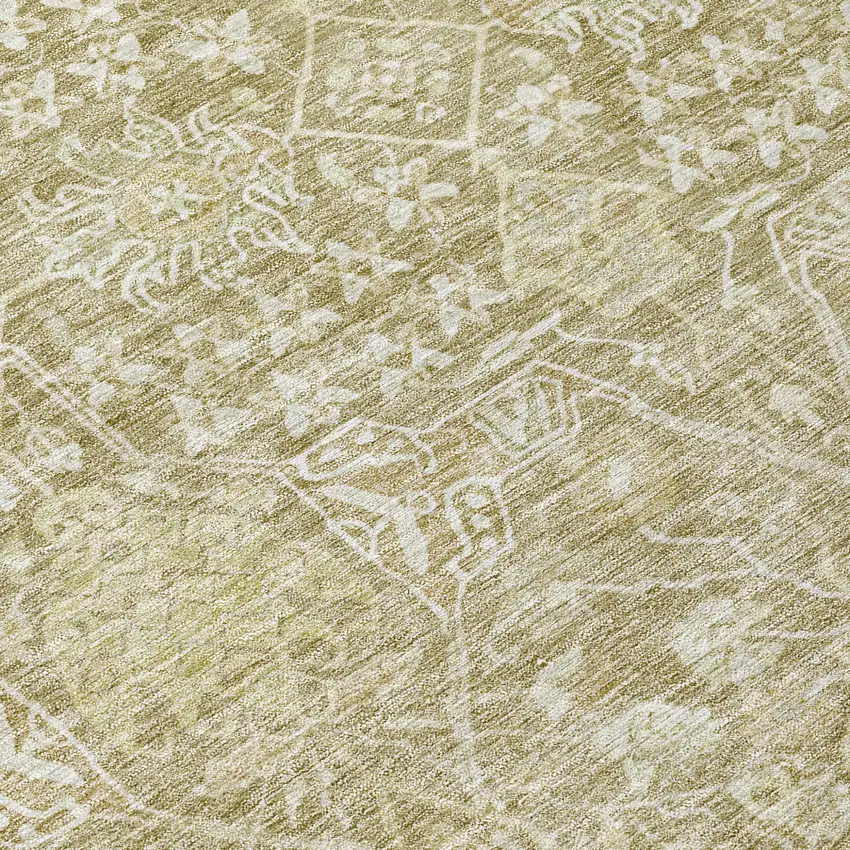 Taupe And Beige Floral Washable Indoor Outdoor Area Rug Photo 8