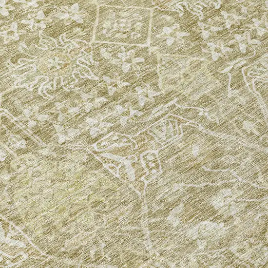 Taupe And Beige Floral Washable Indoor Outdoor Area Rug Photo 8